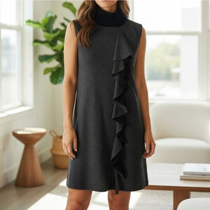 Melissa Nepton Gray Sleeveless Ruffled Mini Dress Size Small